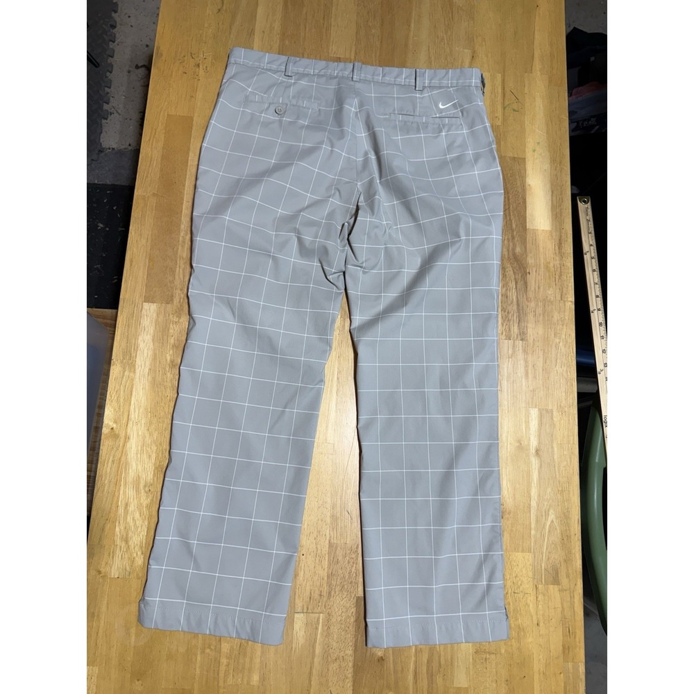 Nike Golf Dri-FIT Pants Mens 38x30 Gray Windowpane Plaid Tour Performance - Picture 6 of 8